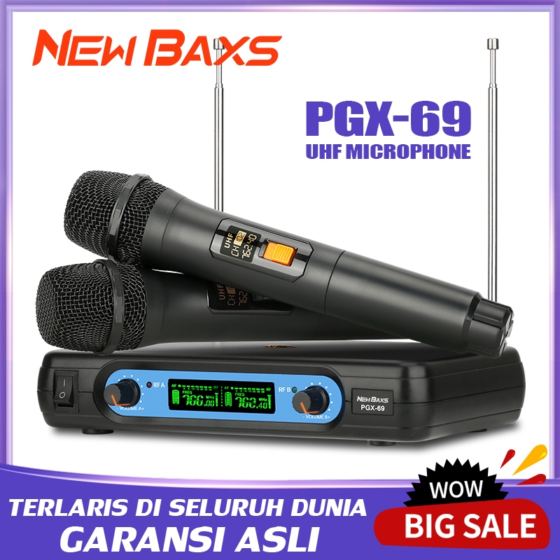 NEW BAXS Mikrofon Nirkabel PGX69 UHF band 2 genggam Jarak penerimaan 60M Peralatan audio KTV profesi