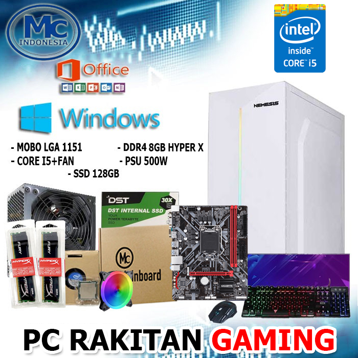 PC RAKITAN KOMPUTER GAMING DDR4 GEN 8 LGA 1151 SIAP PAKAI