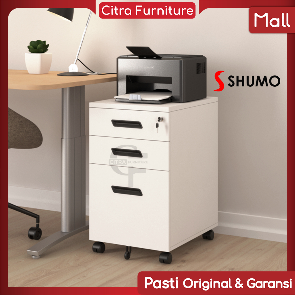 SHUMO Pedestal Meja 3 Laci Drawer Besi | Cabinet Laci Meja roda | Nakas Roda Besi Mobile Drawer