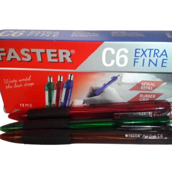 

TERBARU 12pc PULPEN FASTER C6 PEN BOLPOIN FASTER C6 CETEK