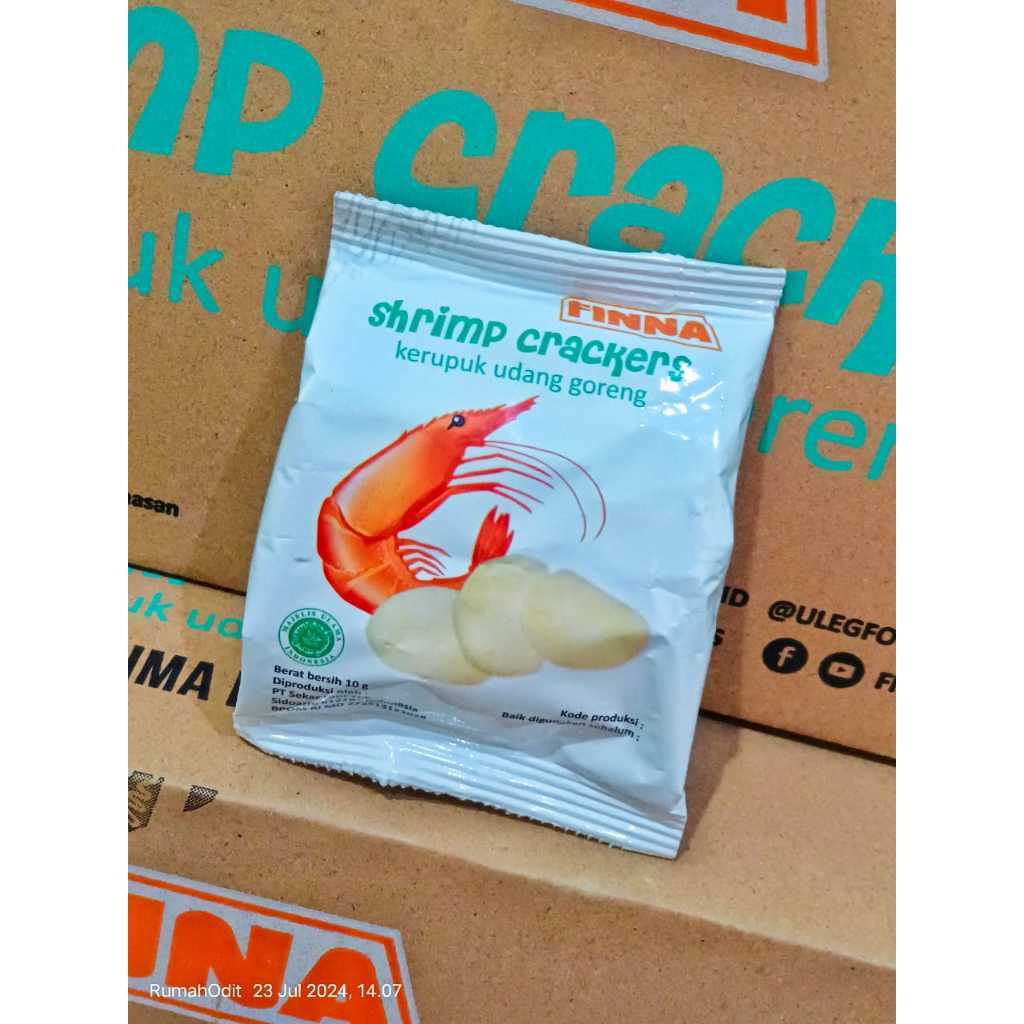 

ECER 20 Kerupuk Finna Udang 10gr Siap Makan Eceran sachet HALAL Praktis krupuk fina EXP JUNI 2025 ( isi 20 pcs )