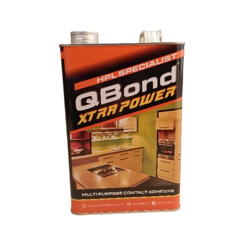 Lem Kuning QBond Xtra Power Galon 2.2 kg / Lem Triplek Kayu MDF HPL PVC Sheet Vinyl Lantai Kulit