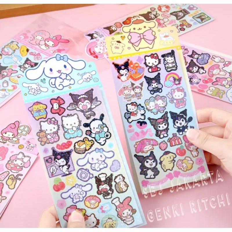 

Sticker Sanrio japan hologram gliter kuromi cinnamorol dan melody