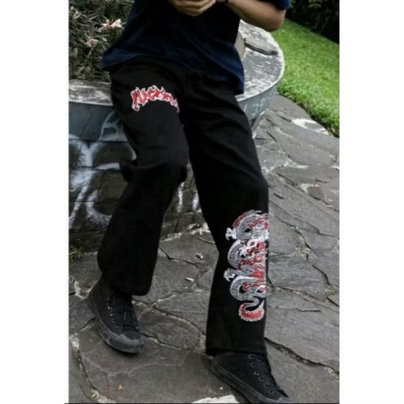 Celana Chino Dragon Fuckmous Apparel - Celana Chino Panjang Physical - Celana Panjang Pria