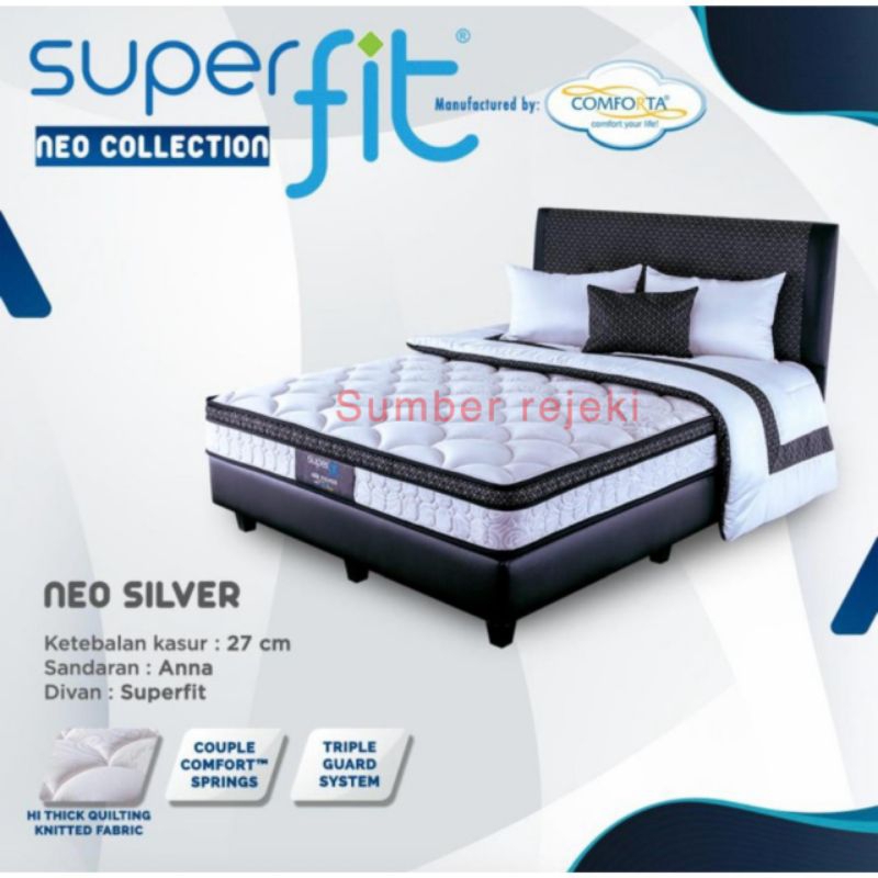comforta super fit neo silver 140 x 200 kasur spring bed full set matras springbed superfit fullset 