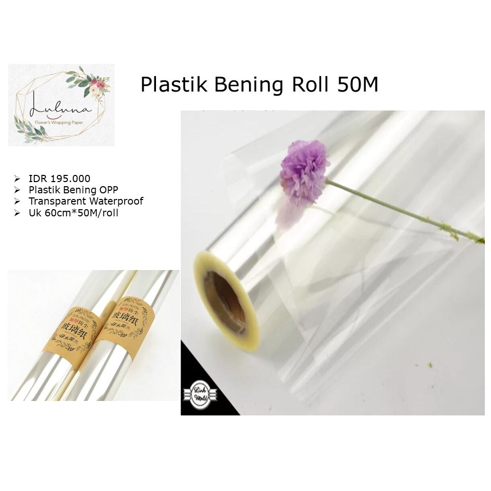 

Luluna / Plastik Bening Roll 50M /wrapping paper/kertas kado/kertas bunga