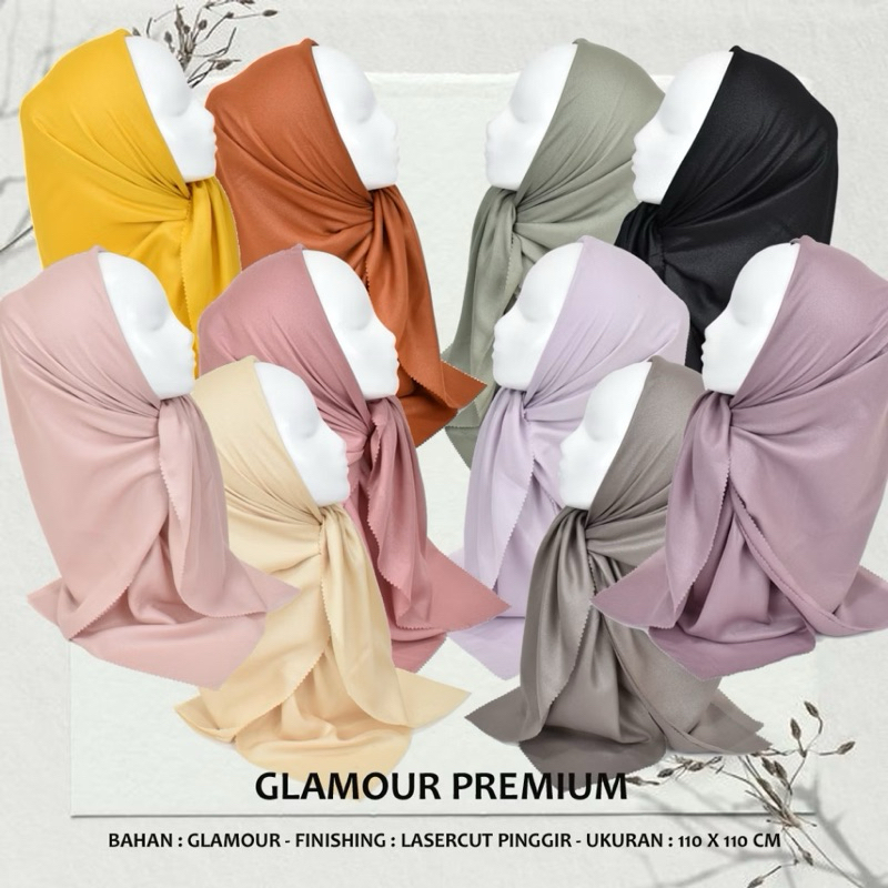 HIJAB GLAMOUR PREMIUM LASERCUT JILBAB SHINAR GLAMOUR KERUDUNG SEGI EMPAT POLOS GLITER