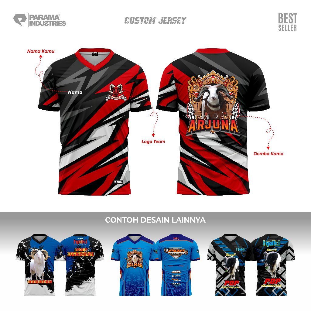 PARAMA INDUSTRIES PREMIUM JERSEY ANTI GERAH GRATIS DESAIN BAJU DOMA  PDP HPDKI KAOS ADU DOMBA GARUT