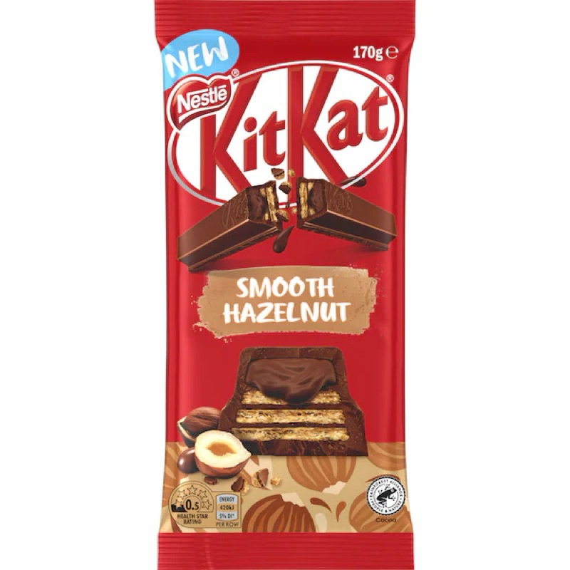 

Nestle KitKat Smooth Hazelnut Praline Filled Choco Block 170g - Australia