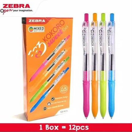 

BARANG ORIGINAL 12pc Pulpen Gel Zebra Kokoro Sweet Gel Bolpoin Kokoro 5mm