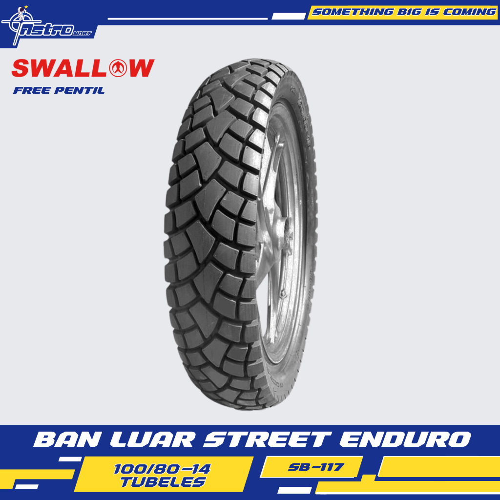BAN LUAR 100/80-14 SB-117 STREET ENDURO TUBLES SWALLOW