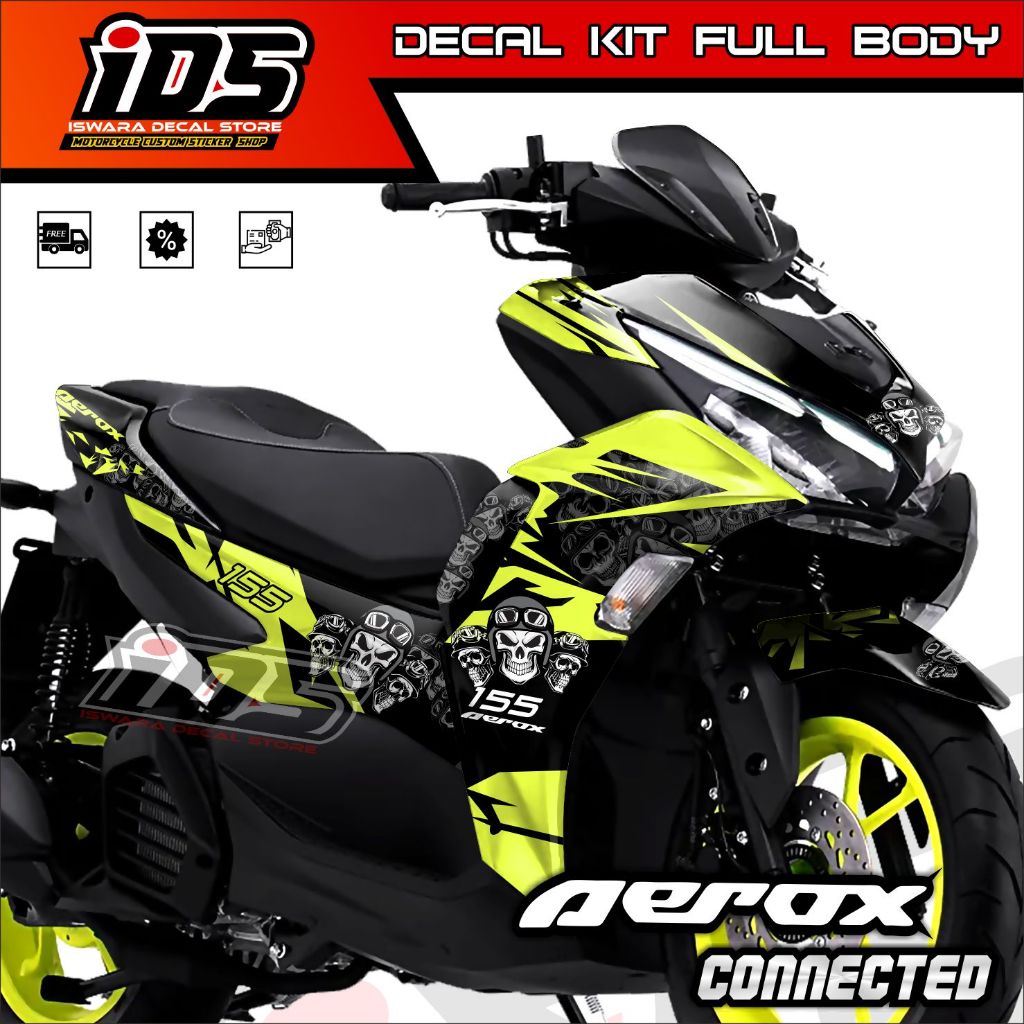 Decal Aerox 155 Full Body Stiker Aerox 155 New Striping All New Aerox 155 Connected Skull