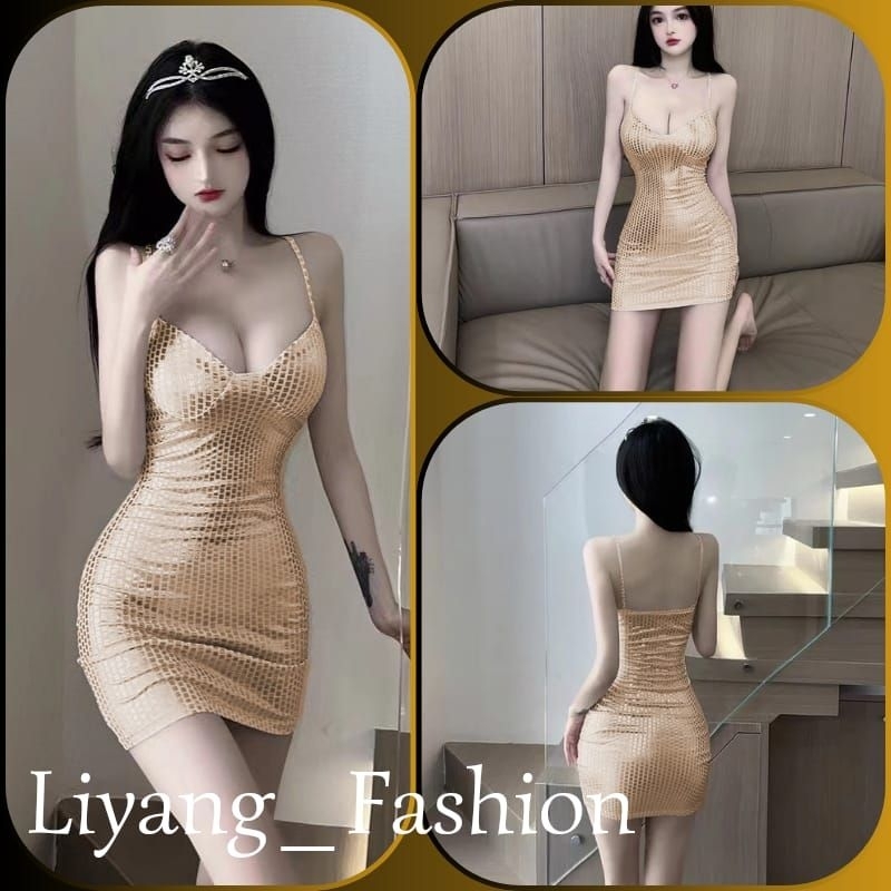 DRESS KOREAN NIGHTDRESS SEXY BLINK BLINK GAUN PARTY WANITA SEXY LY345