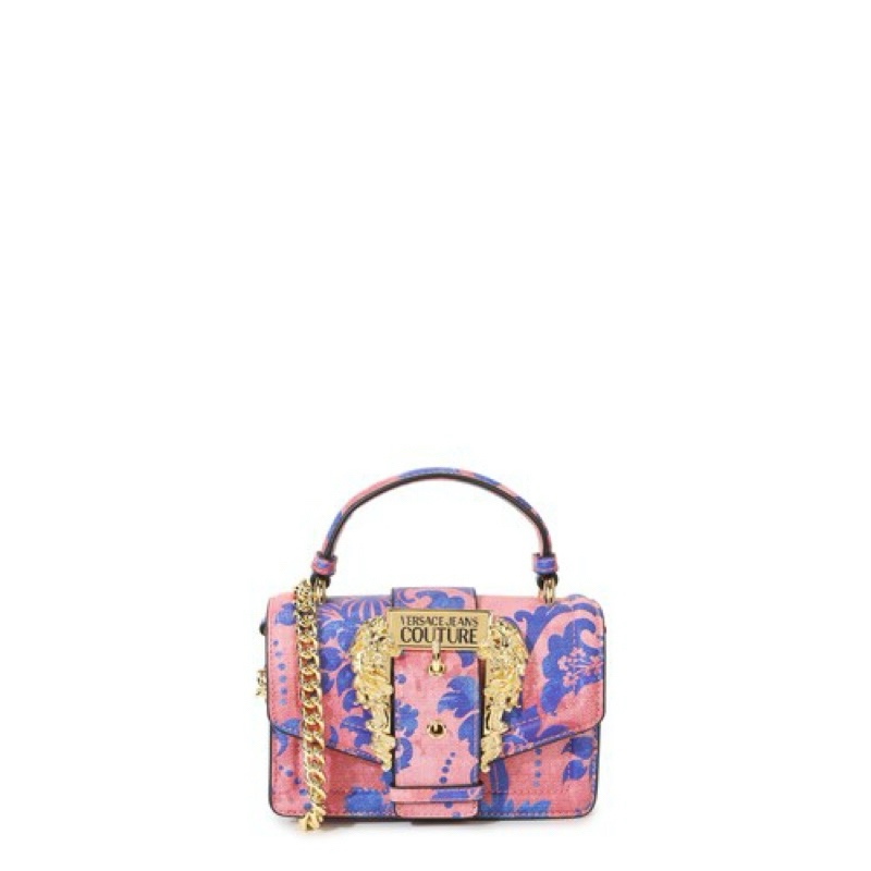 VERSACE JEANS COUTURE TOP HANDLE BUCKLE BAG DENIM BAROQUE