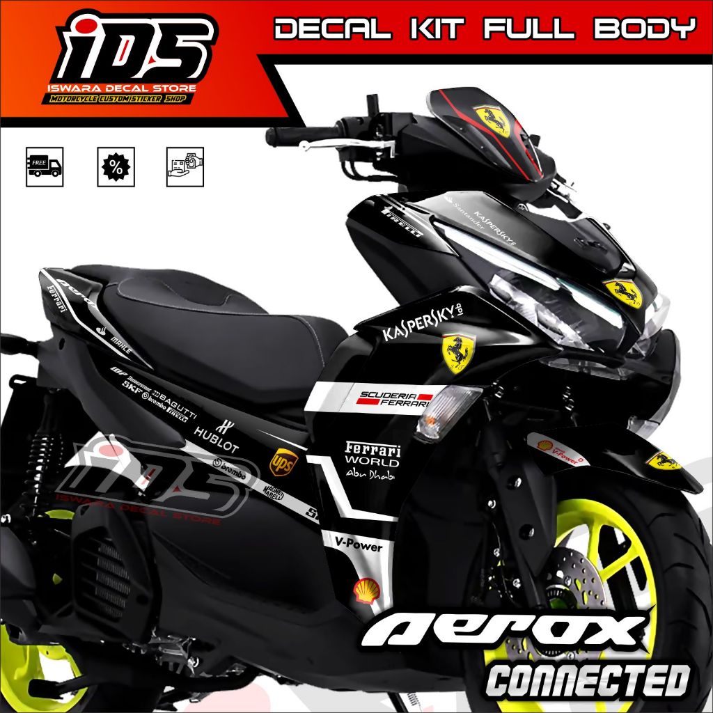 Decal Aerox 155 Full Body Stiker Aerox 155 New Striping All New Aerox 155 Connected Ferrari