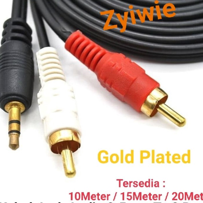 BARANG ORIGINAL Kabel Jack o To 2 Rca Gold Plated 1 Meter  15 Meter  2 Meter  Kabel Aux To 2 Rca  2 