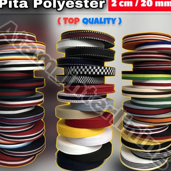 

TERLARIS Pita polyester 2cm 2mm Webbing Tape Pita Motif Bintik Polos Grossgrain 2cm Pita List Pita Dekorasi Pita untuk kalung Kucing Pita list Tas celana Sepatu baju 2cm Pita Polyester Roll Pita 2cm Pita Hitam Putih Merah Kuning Hijau