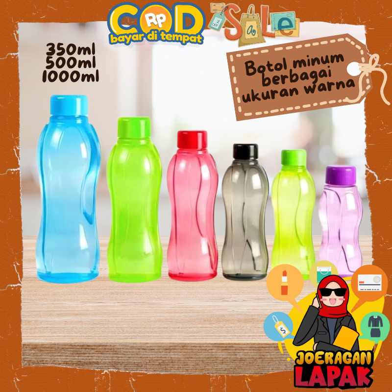 [JOERAGAN LAPAK] BOTOL MINUM SPORT 350ML 500ML 1000ML TRANSPARAN ANAK DEWASA WARNA WARNI PLASTIK TEB