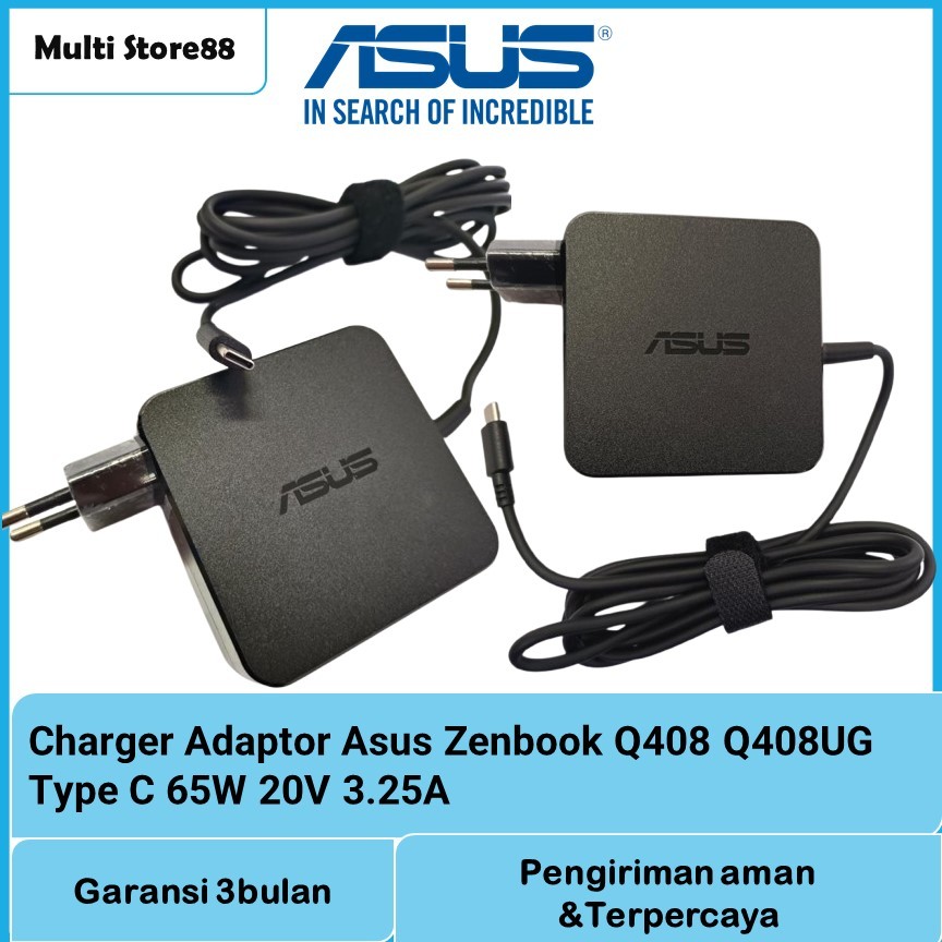 Charger Adaptor Asus Zenbook Q408 Q408UG Type C 65W 20V 3.25A Original