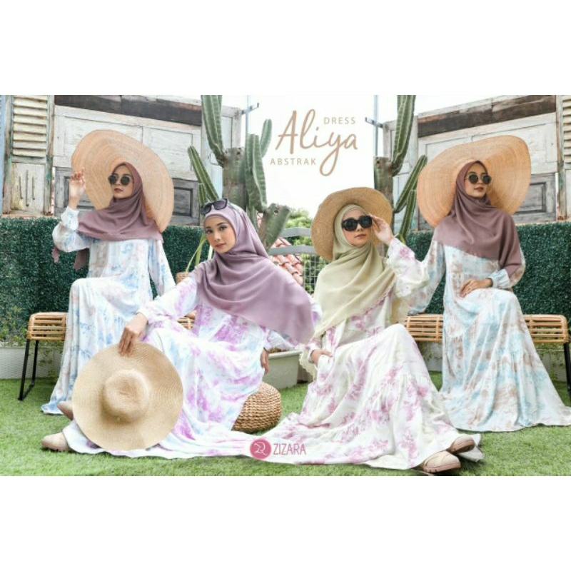 ALIYA ABSTRAK DRESS BY ZIZARA | Gamis Motif Abstrak |