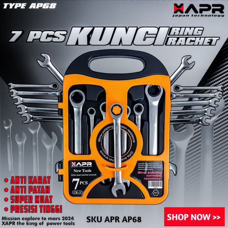 AP68 APR KUNCI RING RACHET 7PC KOPER