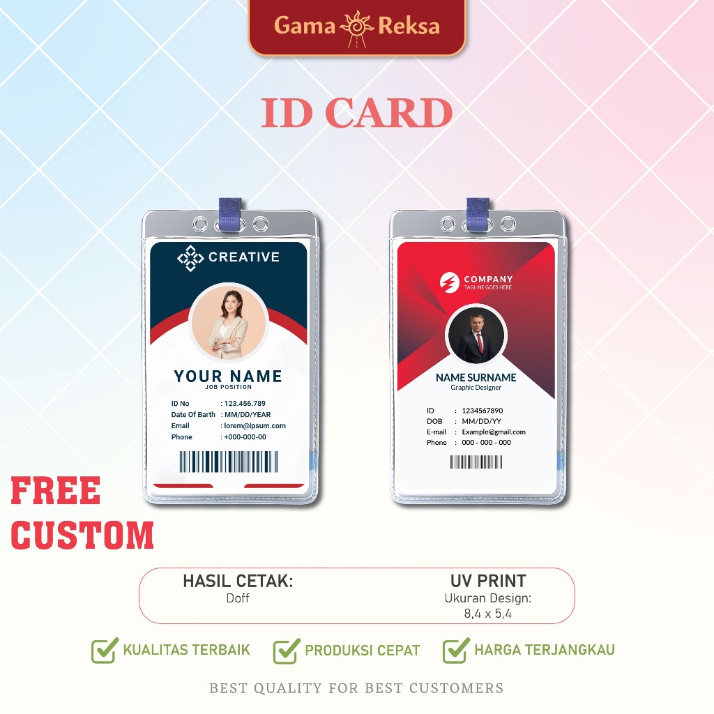 

(SEHARI JADI) Custom Cetak PVC ID Card Kartu Member print uv