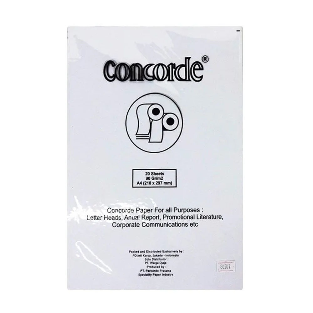 KF || KERTAS CONCORDE COVER WARNA PUTIH A4/F4 - SATUAN