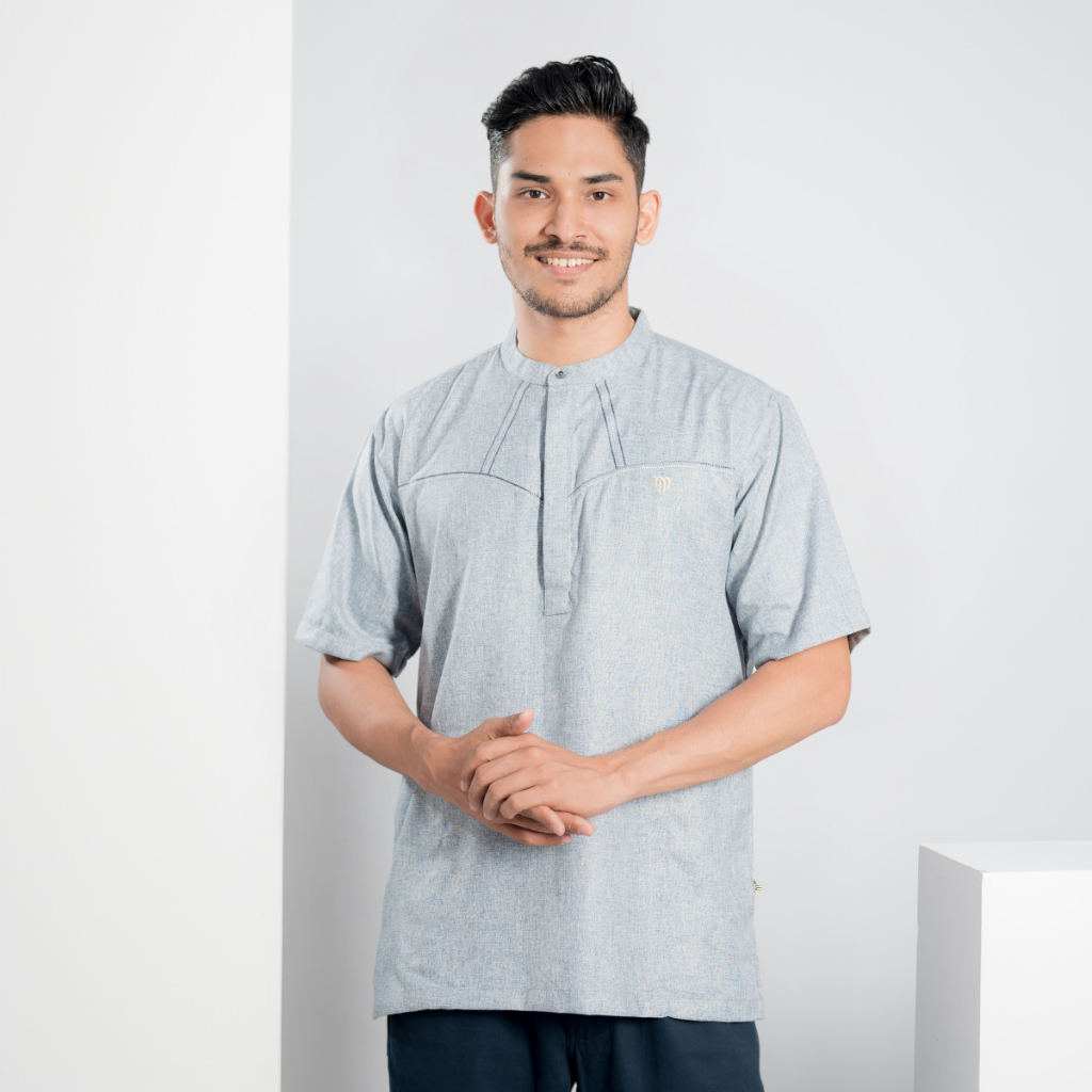 Muslimadani Baju Koko HISYAM Lengan Pendek Pakaian Muslim Pria Koko Casual