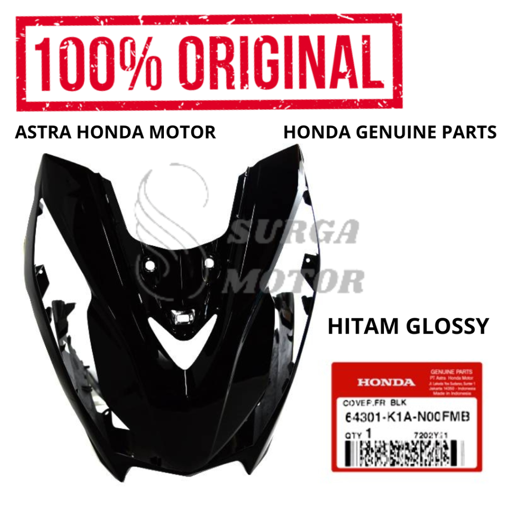 Cover Dek Panel Lampu Depan Tebeng Tameng Hitam Glossy BeAT K1A Street LED Original Honda AHM 64301-