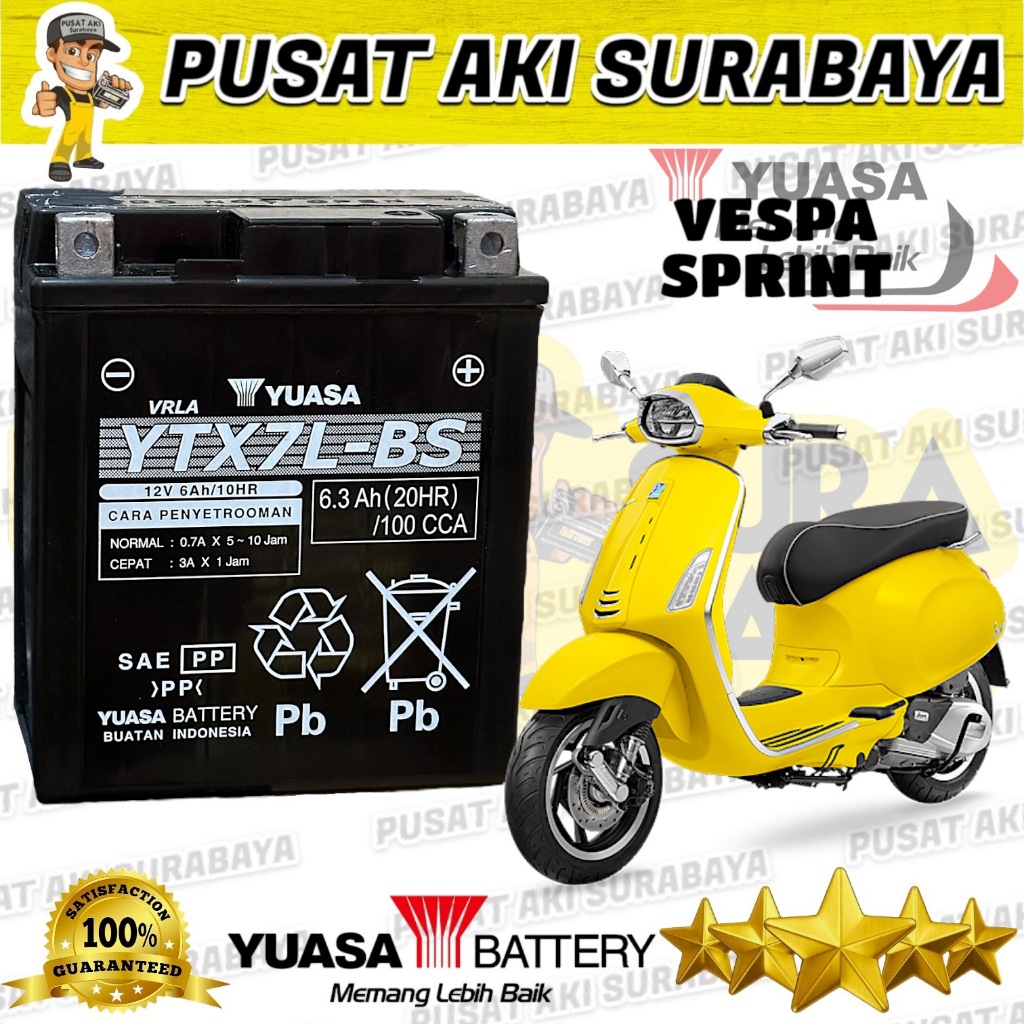PROMO AKI YUASA YTX7L - BS ACCU 12 VOLT 6 AMPER SEPEDA MOTOR VESPA SPRINT LX 150 LIBERTY DTRACKER 25