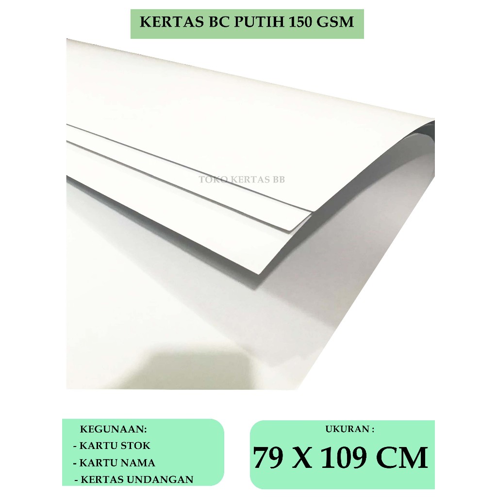 

KERTAS MANILLA / KERTAS BC WARNA PUTIH 150 GSM UKURAN : 79 X 109 CM , 1 LEMBAR