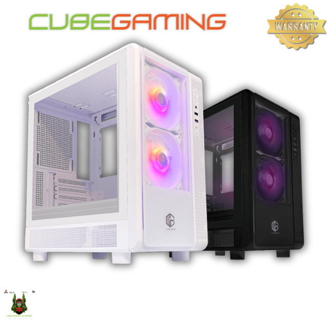 PC CASING CUBE GAMING RETRO GLASS |  MATX PC CASE FREE 2x ARGB FAN CASE