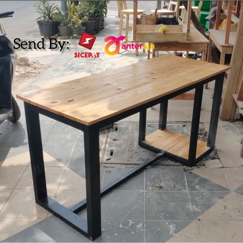 Meja Kerja Komputer Minimalis Full Kayu Jati Belanda