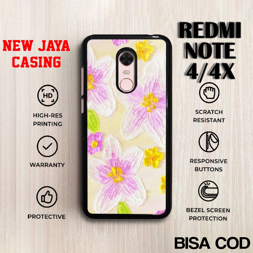 Casing Xiaomi Redmi Note 4 Terbaru Bunga Art Hardcase Softcase Glossy Case Note 4X Terlaris Termurah