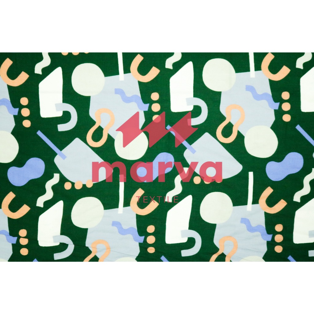 Kain Batik Meteran Premium Bahan  RAYON motif abstrak warna hijau by Marva textile