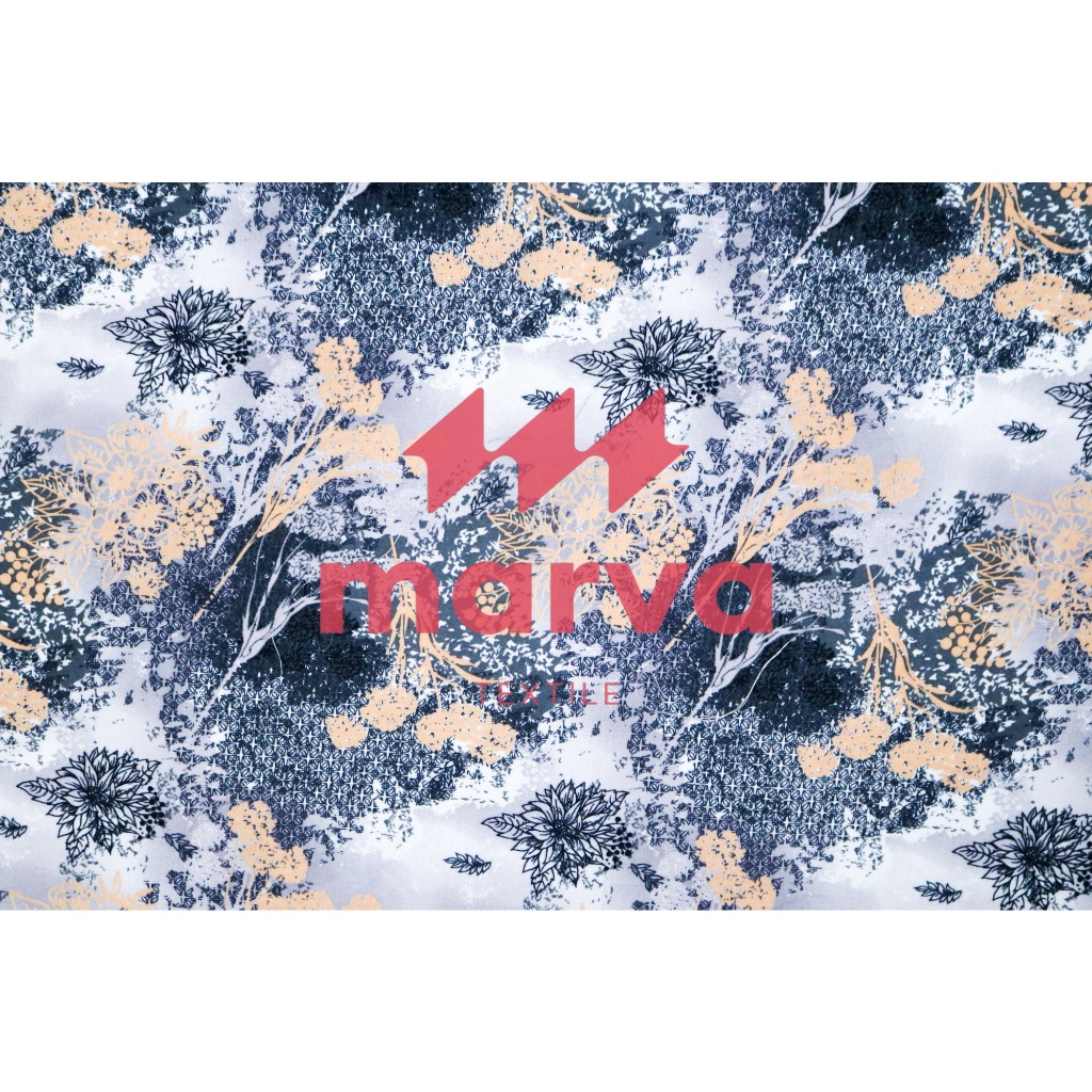 Kain Batik Meteran Premium Bahan RAYON motif bunga warna abu-abu by Marva textile