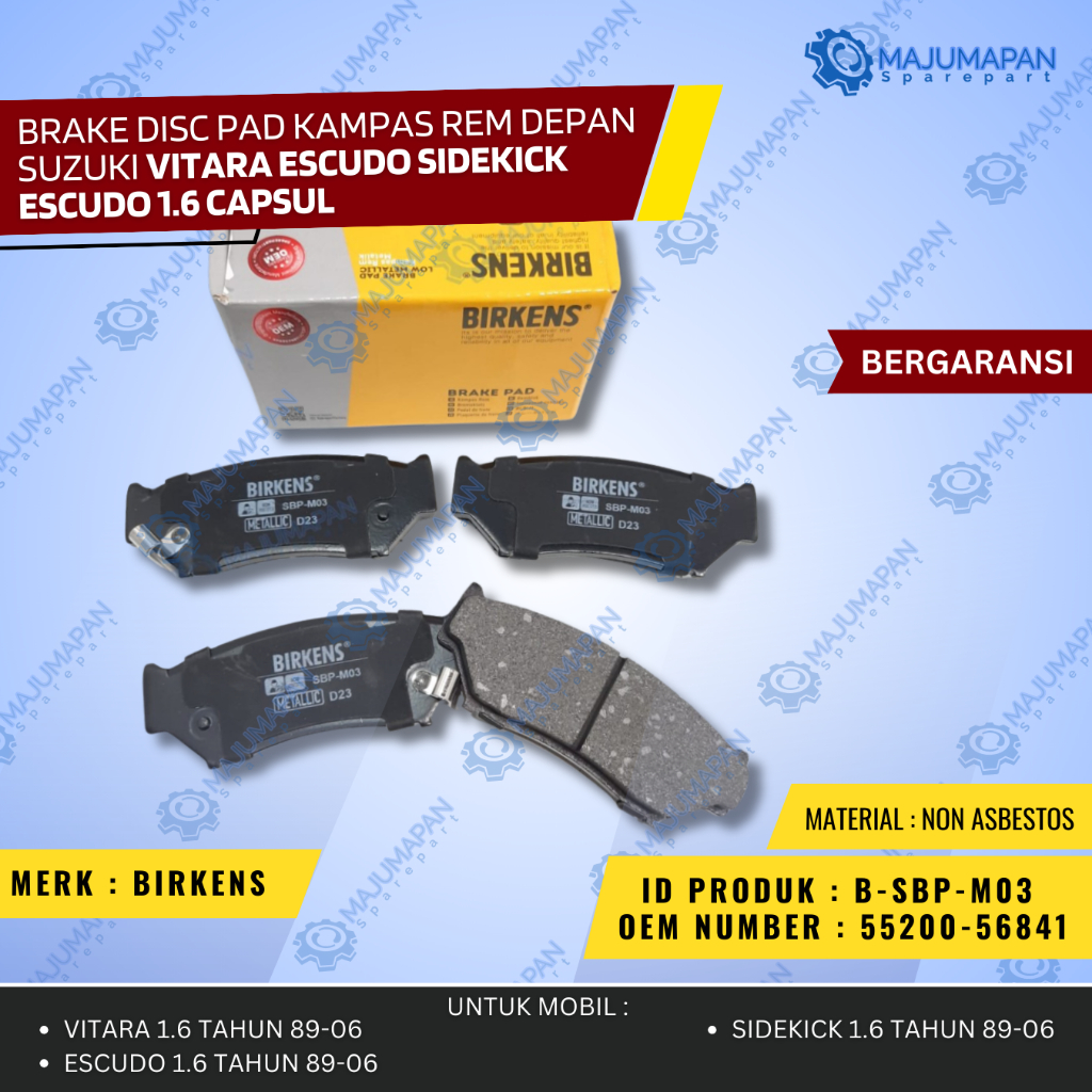 BRAKE DISC PAD KAMPAS REM DEPAN SUZUKI VITARA ESCUDO SIDEKICK ESCUDO 1.6 CAPSUL BIRKENS