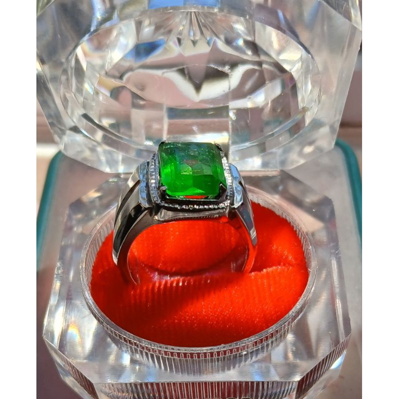 Zamrut Hijau (Kotak) Cincin Ring Monel No.22