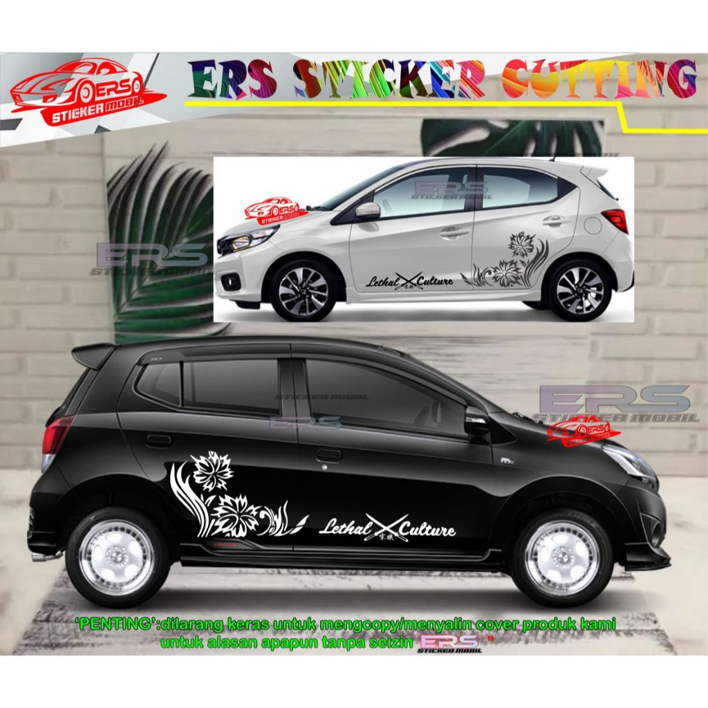 Stiker sticker Cutting Flower Stiker Tribal Motif Bunga Striping Body Samping Mobil Brio Jazz Ayla A
