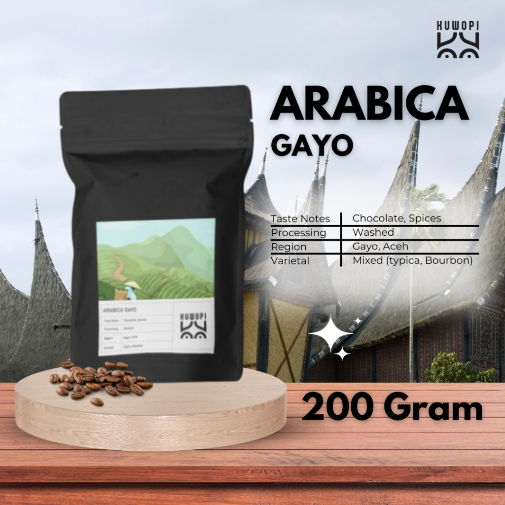 

Kuwopi Arabika Gayo 200 Gram 500 gram & 1 kg Kopi Premium Rasa Khas Aceh Biji Roasted Giling Halus Sedang Kasar