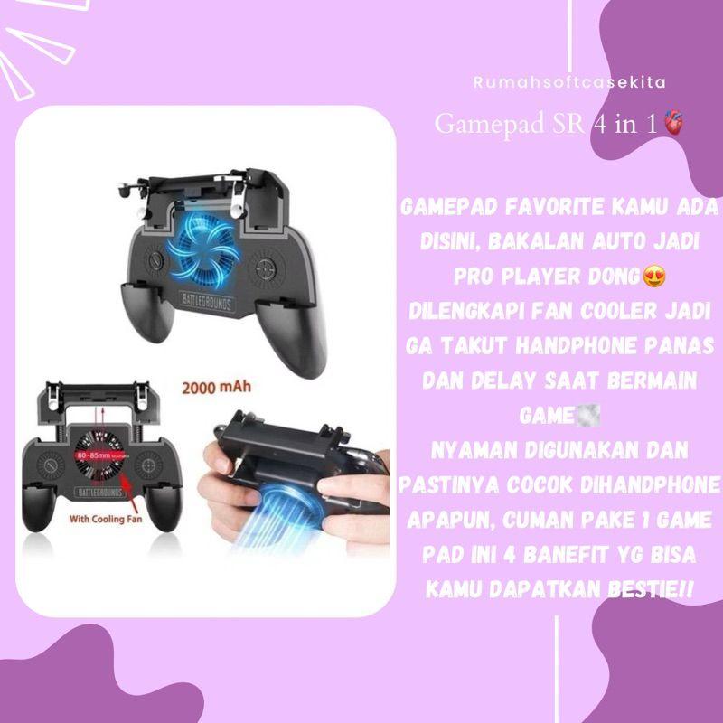 GAMEPAD SR PUBG FF KIPAS POWERBANK TRIGGER GAMEPAD PUBG - GAMEPAD 4 IN 1 FAN COOLER