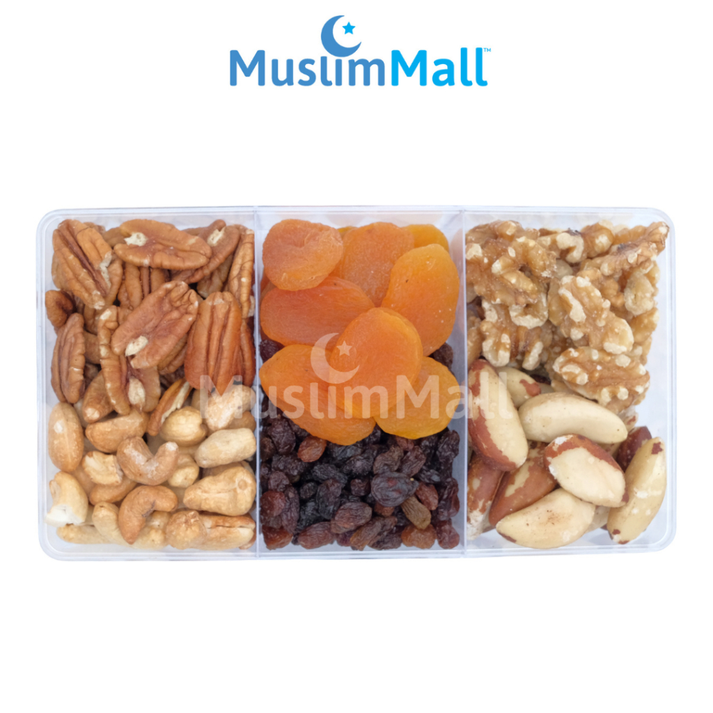 

Oleh Oleh Haji Umroh Premium Paket Kacang 4 Varian Plus Apricot & Kismis Hitam 6 in 1 Paket Sehat Kacang, Apricot, & Kismis - IndoMode Foods