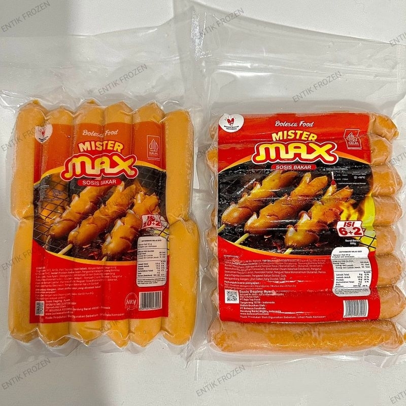 

Mister Max Sosis Bakar Mini ±700gr (10+2 pcs) & Jumbo ±700gr (isi 6+2 pcs)