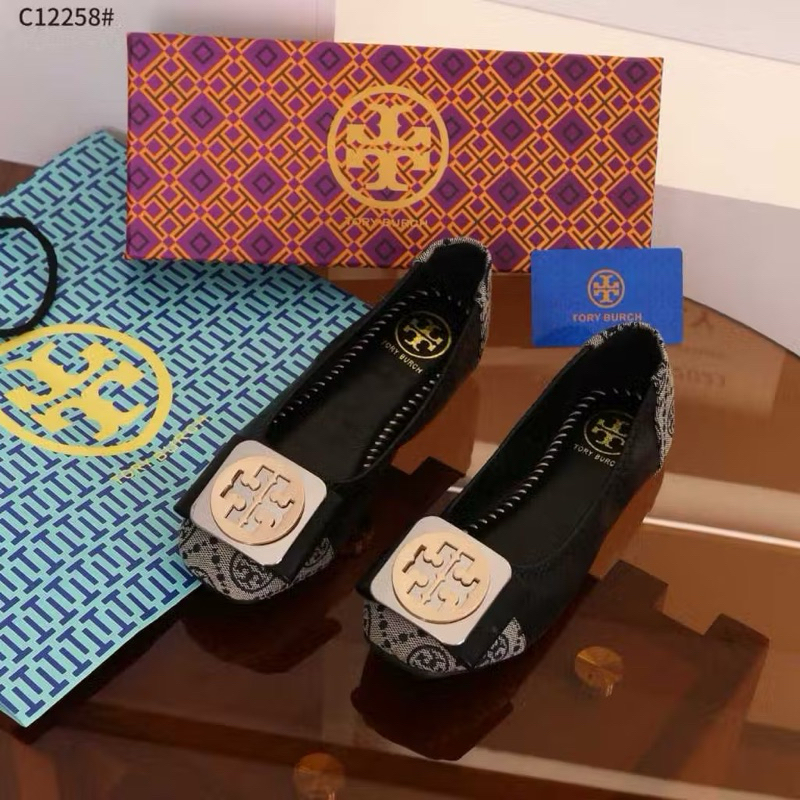 Tory Burch ala Georgia Flat Shoes Genuine Epsom Leather Sepatu Kulit Asli VVIP war renera elgamel