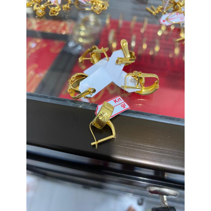 anting jepit lapis emas 22 karat