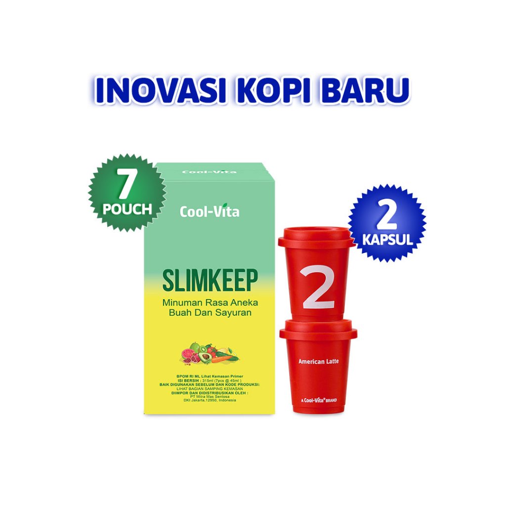 

Coolvita 1 Box Coffee Capsule American Latte + 1 Box Coolvita SLIMKEEP Fiber Drink Pembakar Lemak IDS