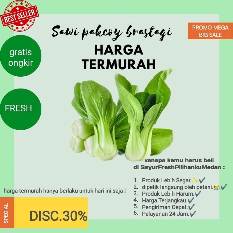

promo termurah sawi pakcoy sawi asl brastagi (sawi botol ) lebih segar & lebih sehat di panen langsung oleh petani brastagi siap kirim gratis ongkir