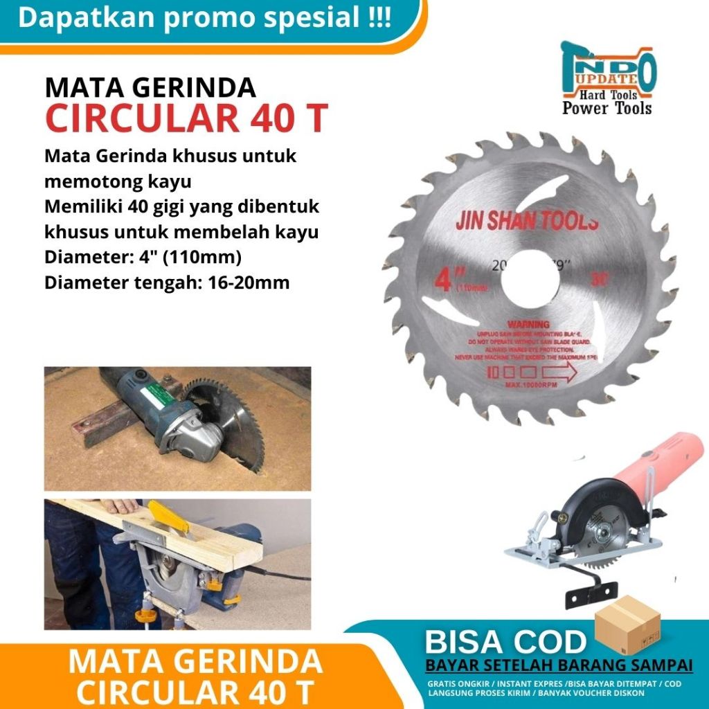 Mata Mesin Gerinda Potong Gergaji Kayu Circular Saw 40T Circle Serkel 40t 40 T Belah Kayu