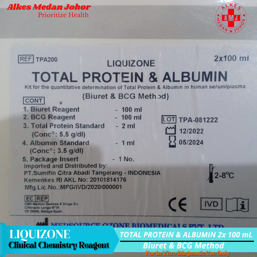 Chemistry reagent , Reagen Kimia TOTAL PROTEIN & ALBUMIN LIQUIZONE 2 x 100 mL