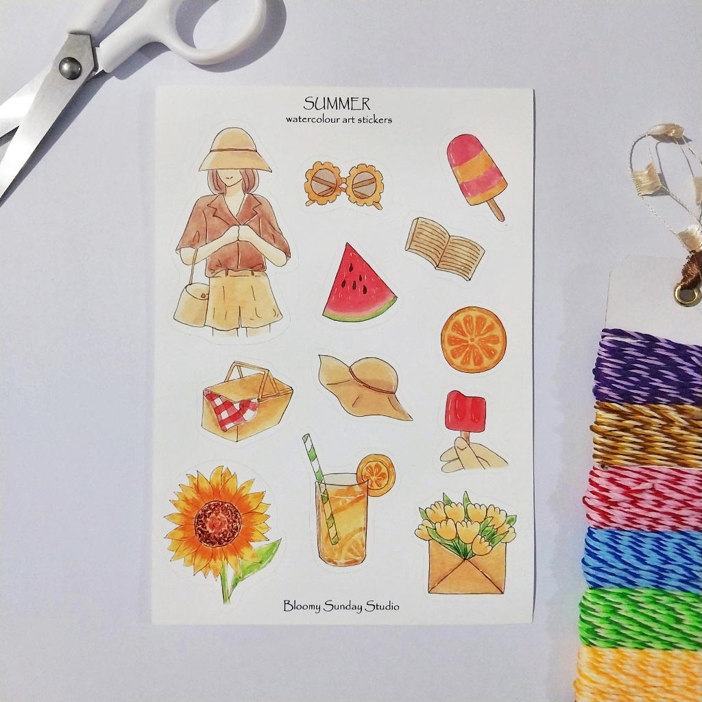 

Summer Sticker Sheet / Sticker ilustrasi / Sticker Kiss Cut